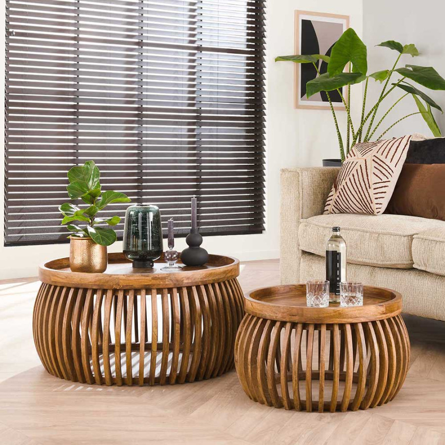 Designer Couchtisch Set aus Holz - Baina (zweiteilig)