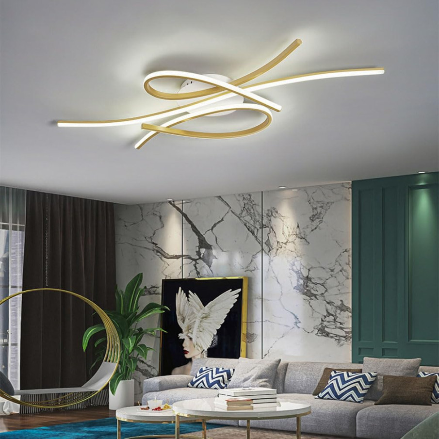 Dimmbare LED Deckenleuchte Moderne Wohnzimmerlampe Schlafzimmerlampe Decke  mit Fernbedienung Innen Design Deckenbeleuchtung für Wohnzimmer Küche