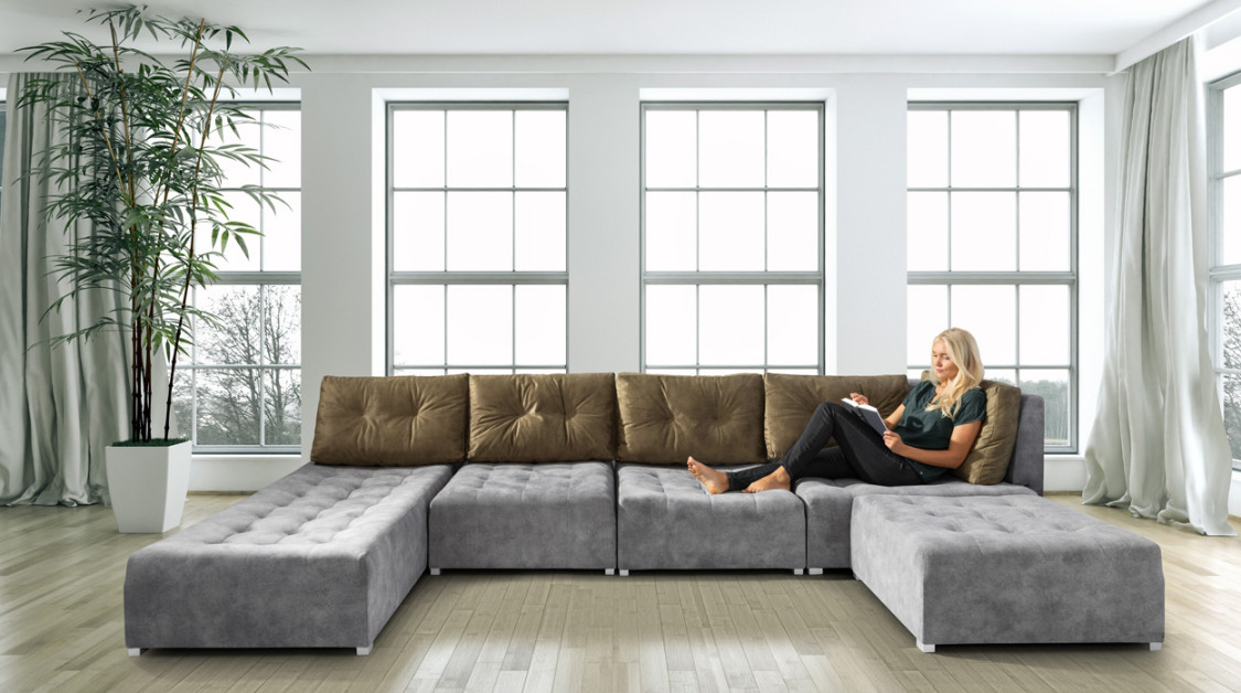 Modulsofa TAMINO Samt - Konfigurator - modulares Ecksofa Wohnlandschaft  Bigsofa verstellbar-