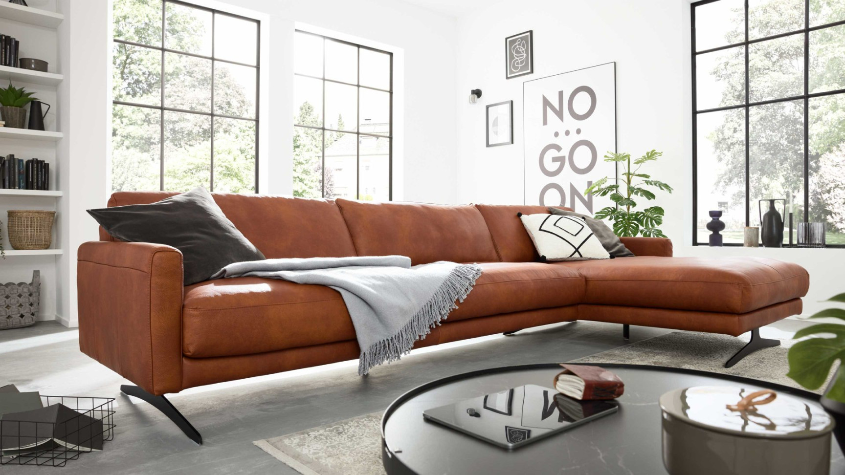 Interliving Sofa Serie  - Ecksofa, cognacfarbenes LongLife