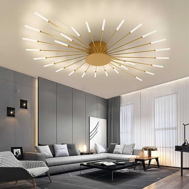 Modern LED deckenlampe Wohnzimmer Schwarz deckenleuchte Golden deckenlampe  Øcm Ringe deckenlampen ceiling light Dimmbar mit Schlafzimmer Büroküche