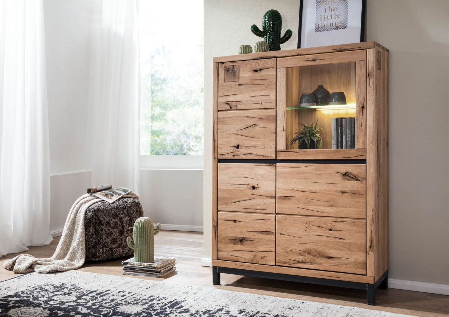 Highboard Wildeiche xx natur geölt VILLANDERS #